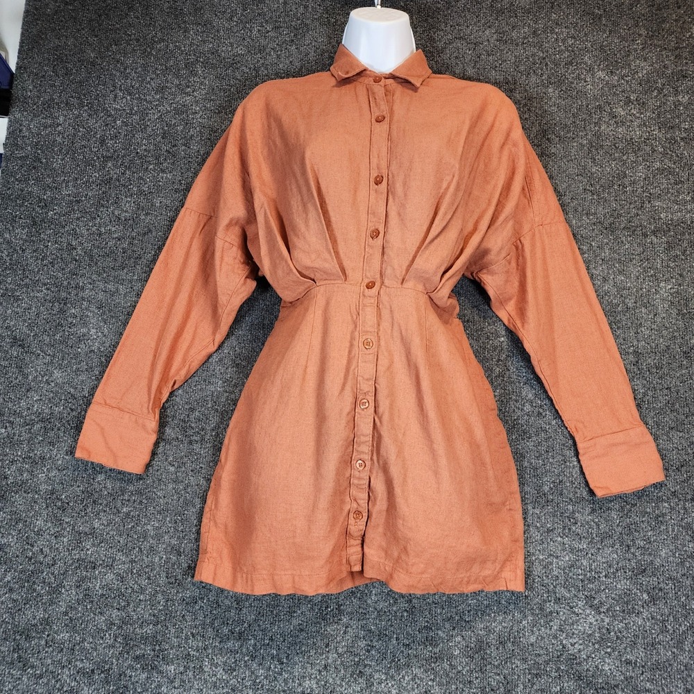 Abercrombie & Fitch Women Linen Blend Cottagecore Old Money Shirt Dress Size S
